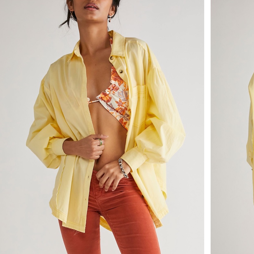 FREE PEOPLE HAPPY HOUR SOLID POPLIN TOP